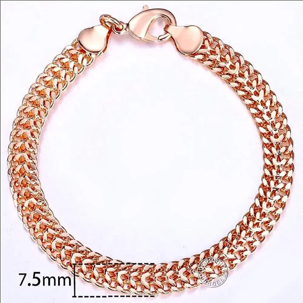 Rose Gold Double Weaving Chain Link Bracelet